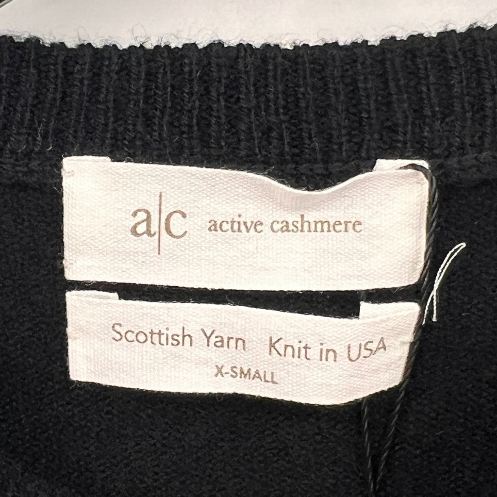 A/C ACTIVE CASHMERE Womens Fitted Cashmere Sweater XS Black Crewneck NWT