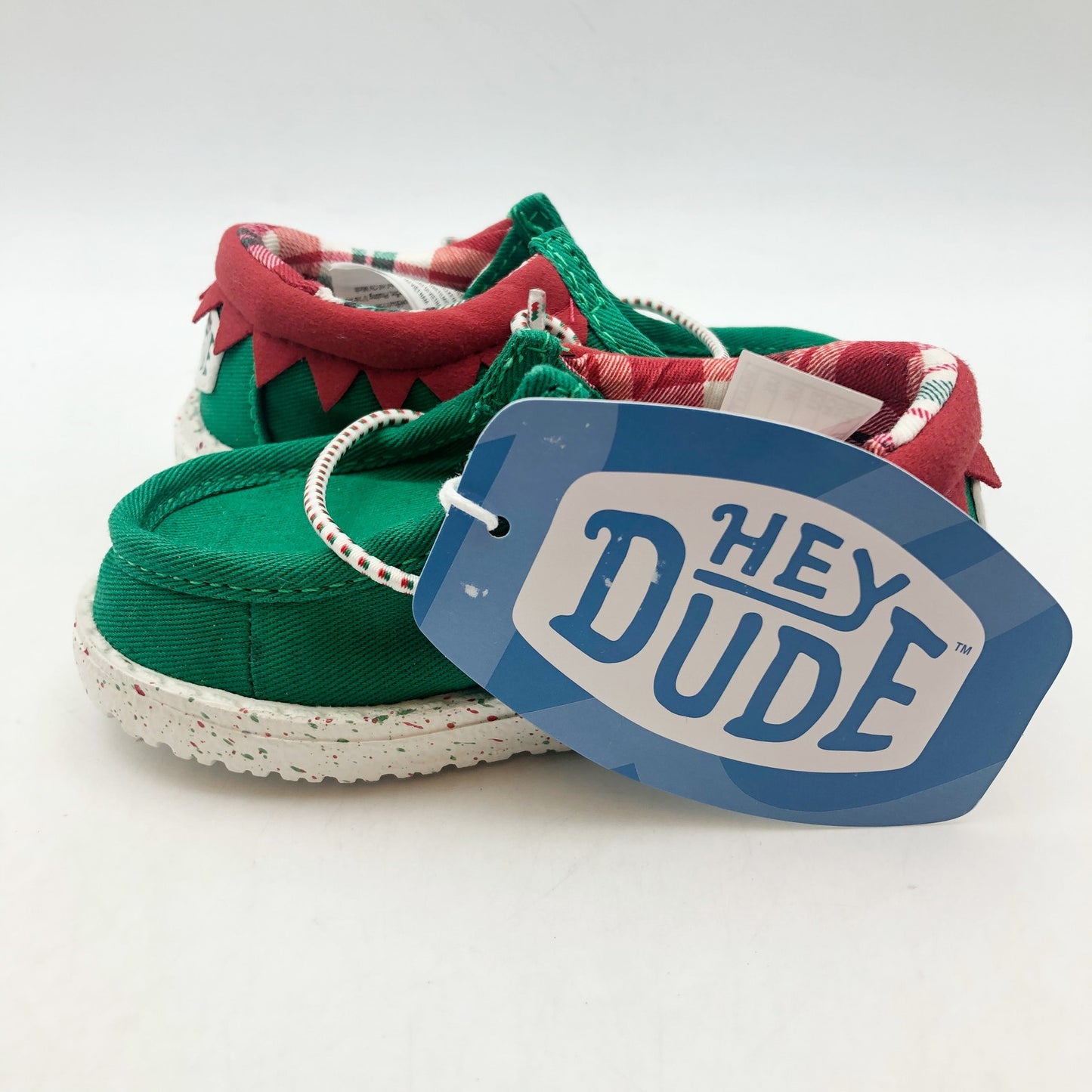 Hey Dude Boys Wally Holiday Elf Slip-On Casual Shoes Size 6 Green Red NWOB