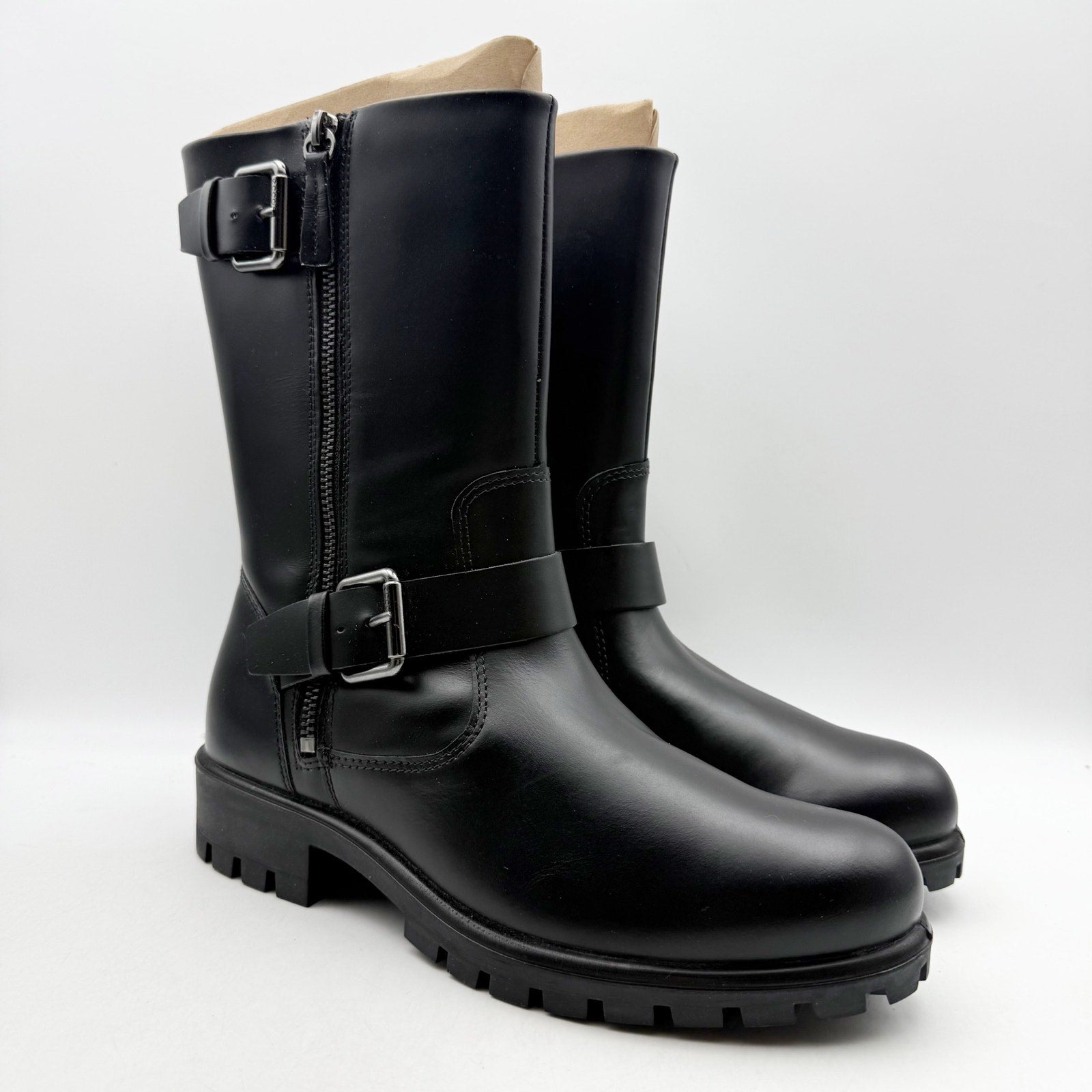 ECCO Womens Modtray Moto Mid Calf Boots EU 38 US 7-7.5 Black Leather NWOB