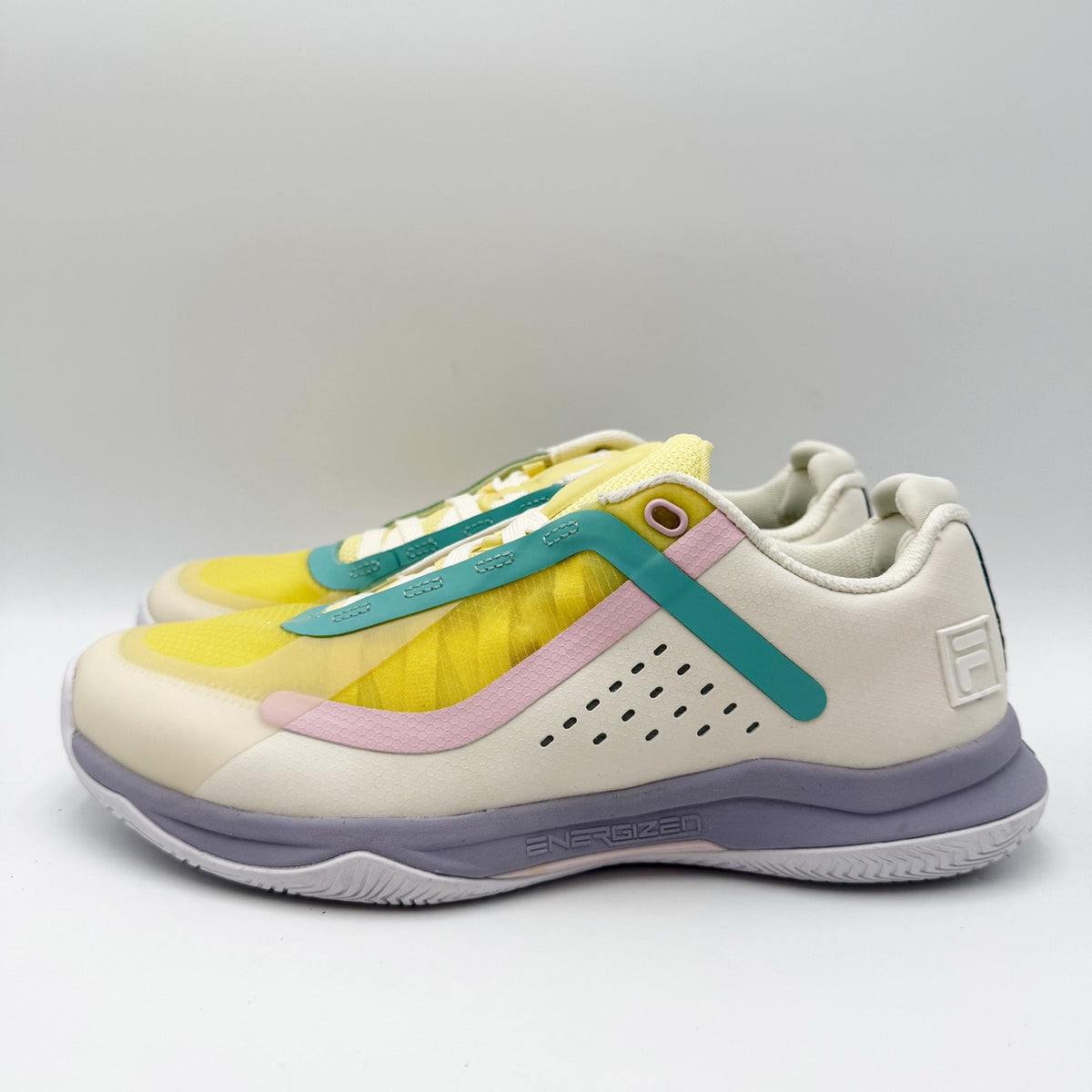 FILA Womens Volley Burst Pickleball Sneakers Size 8 White Yellow Athletic NWOB