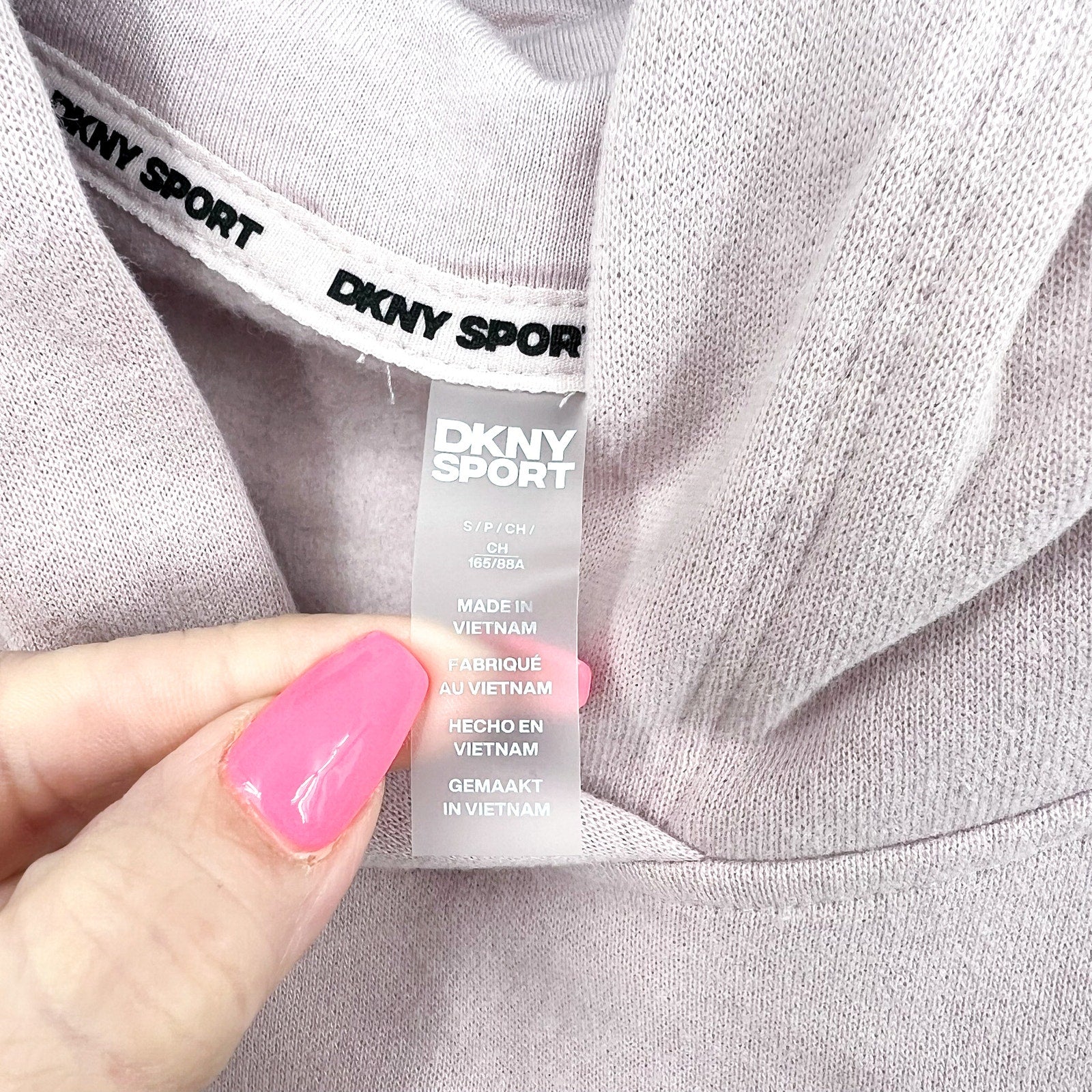 DKNY Women's Sequin Hoodie Small Pink Allure Pullover Sweatshirt NWT