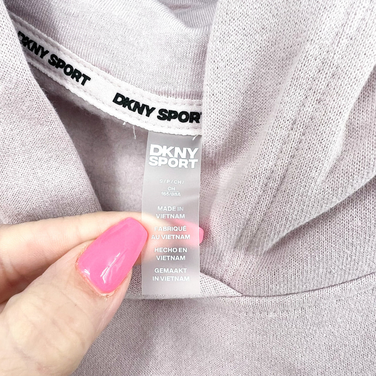 DKNY Women's Sequin Hoodie Small Pink Allure Pullover Sweatshirt NWT