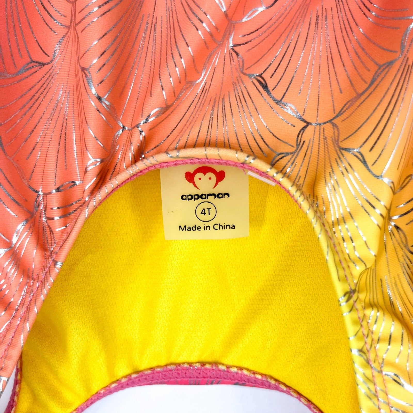 APPAMAN Girl's Erika One Piece Swimsuit 4T Seashells Pink Orange UPF NWT