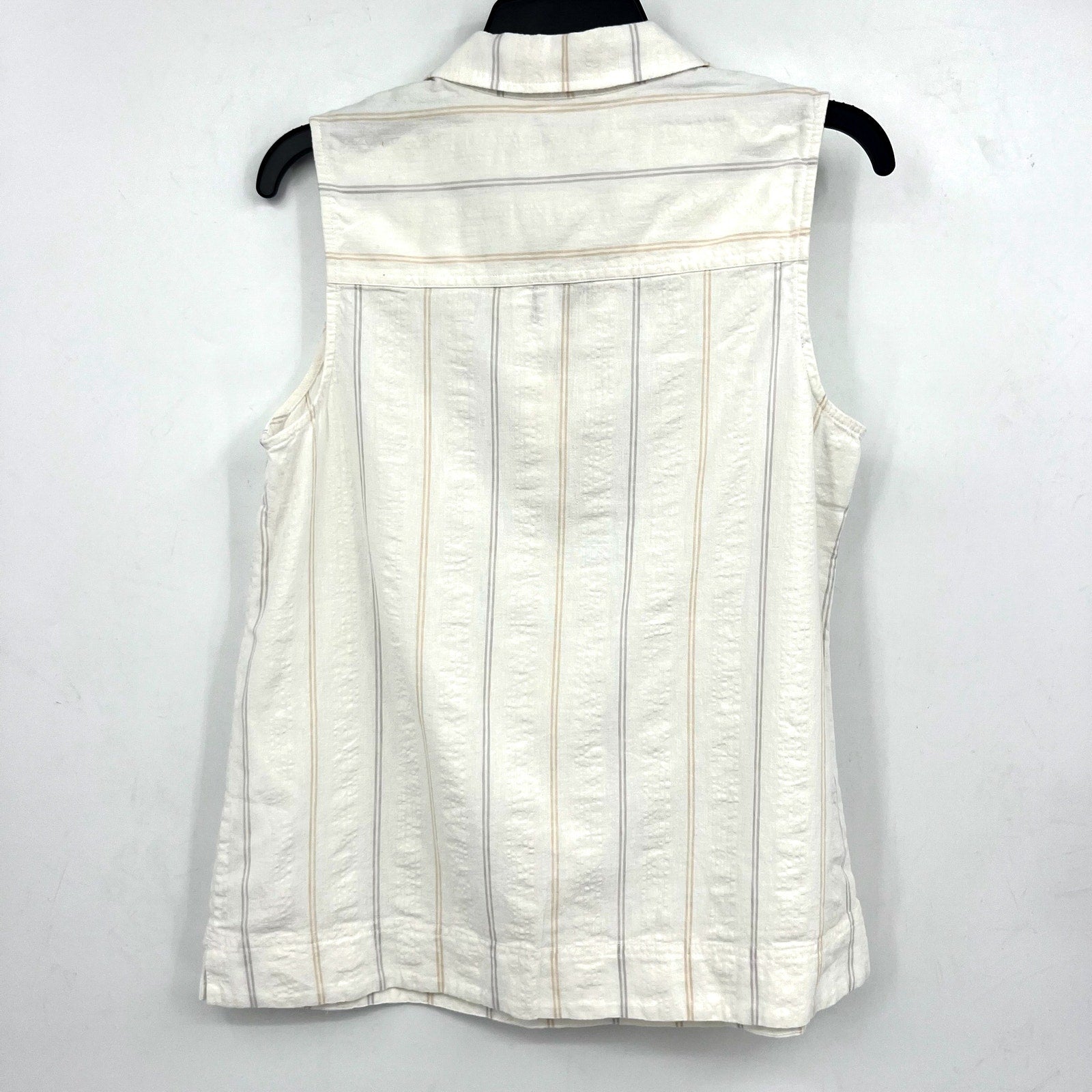 TOMMY BAHAMA Womens Palm View Popover Top Small White Linen-Blend Striped NWT
