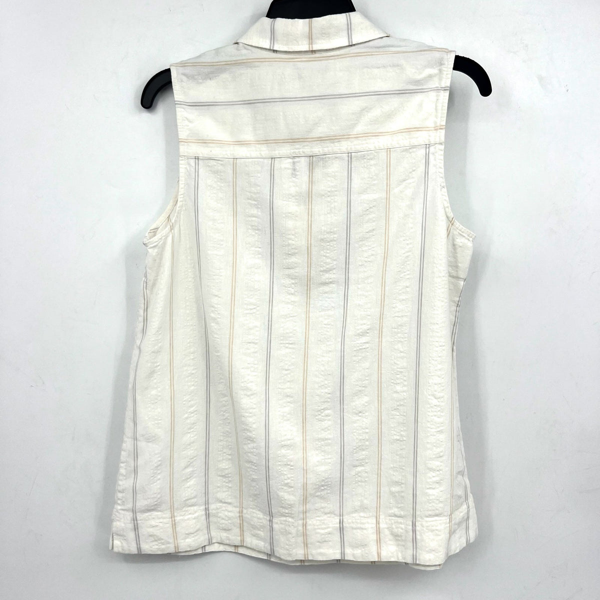 TOMMY BAHAMA Womens Palm View Popover Top Small White Linen-Blend Striped NWT
