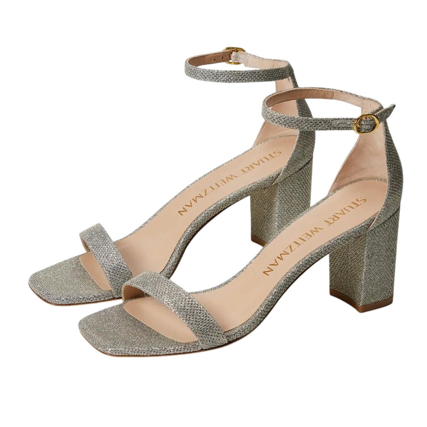 Stuart Weitzman Womens Nudistcurve 75 Block Sandal US 7.5B EU 38 Multi-color