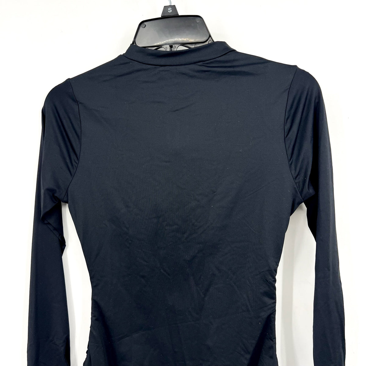 LA BLANCA Women's Zip-Front Paddlesuit Swimsuit XS Black Shirred Long Sleeve NWT