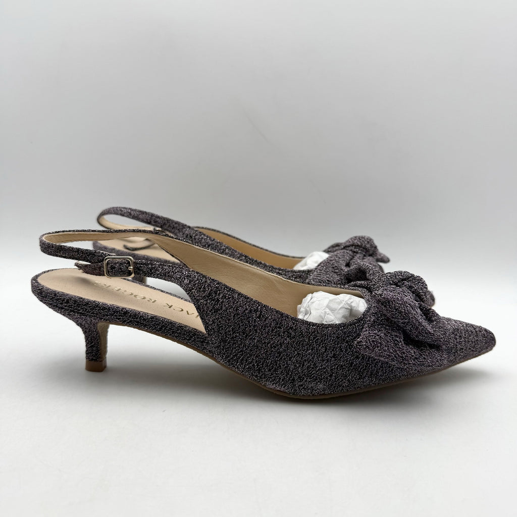 Jack Rogers Womens Debra Kitten Heels US 10 M Dark Gray Sparkle Slingback NIB
