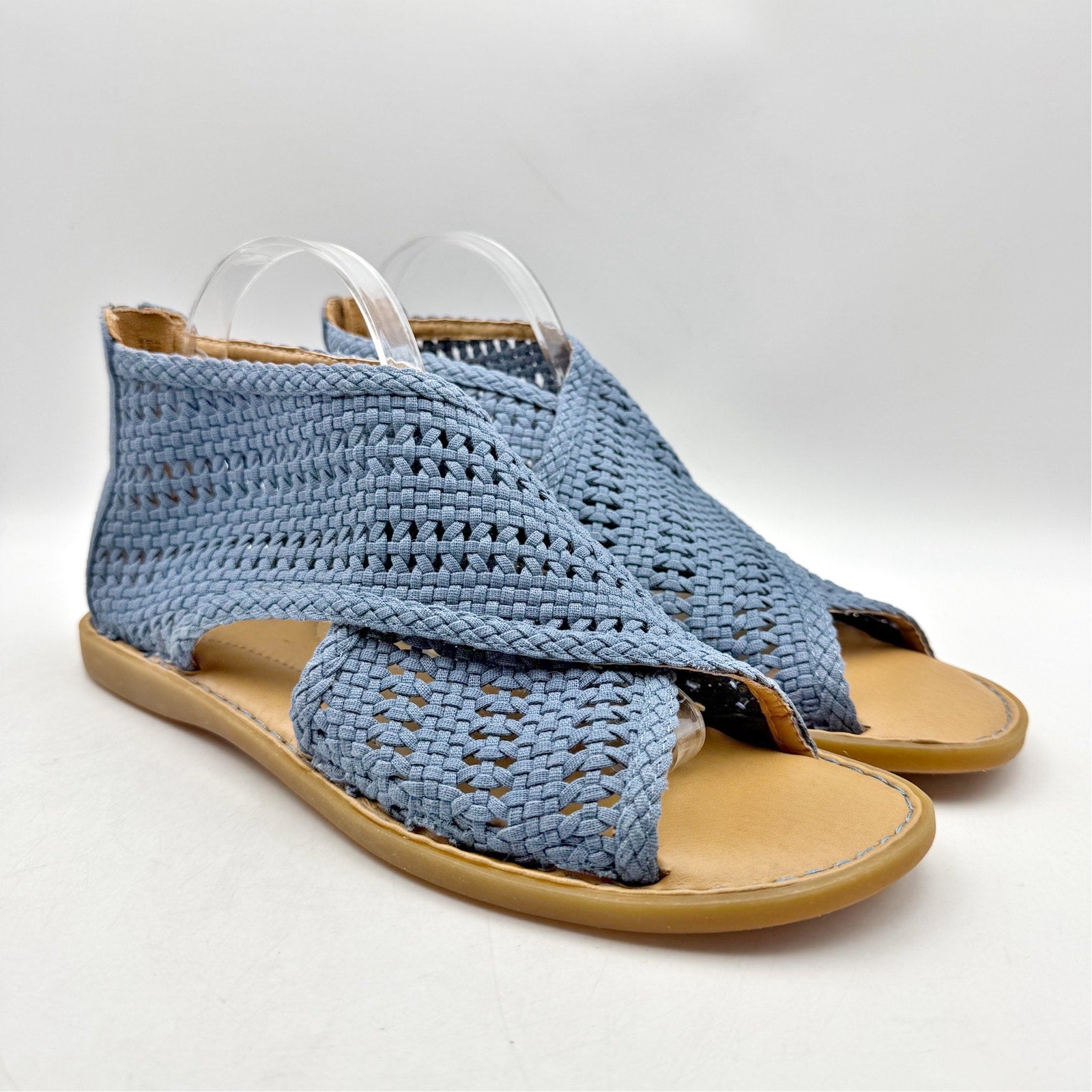 Born Womens Iwa Mac Cross-Front Sandals US 11 M EU 41.5 Blue Fabric NWOB