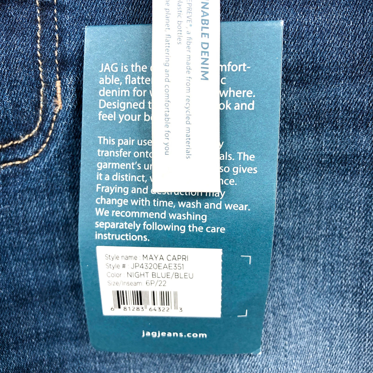 JAG Women's Maya Capri Jeans Size 6 Petite Night Blue Wash Stretch Mid Rise NWT