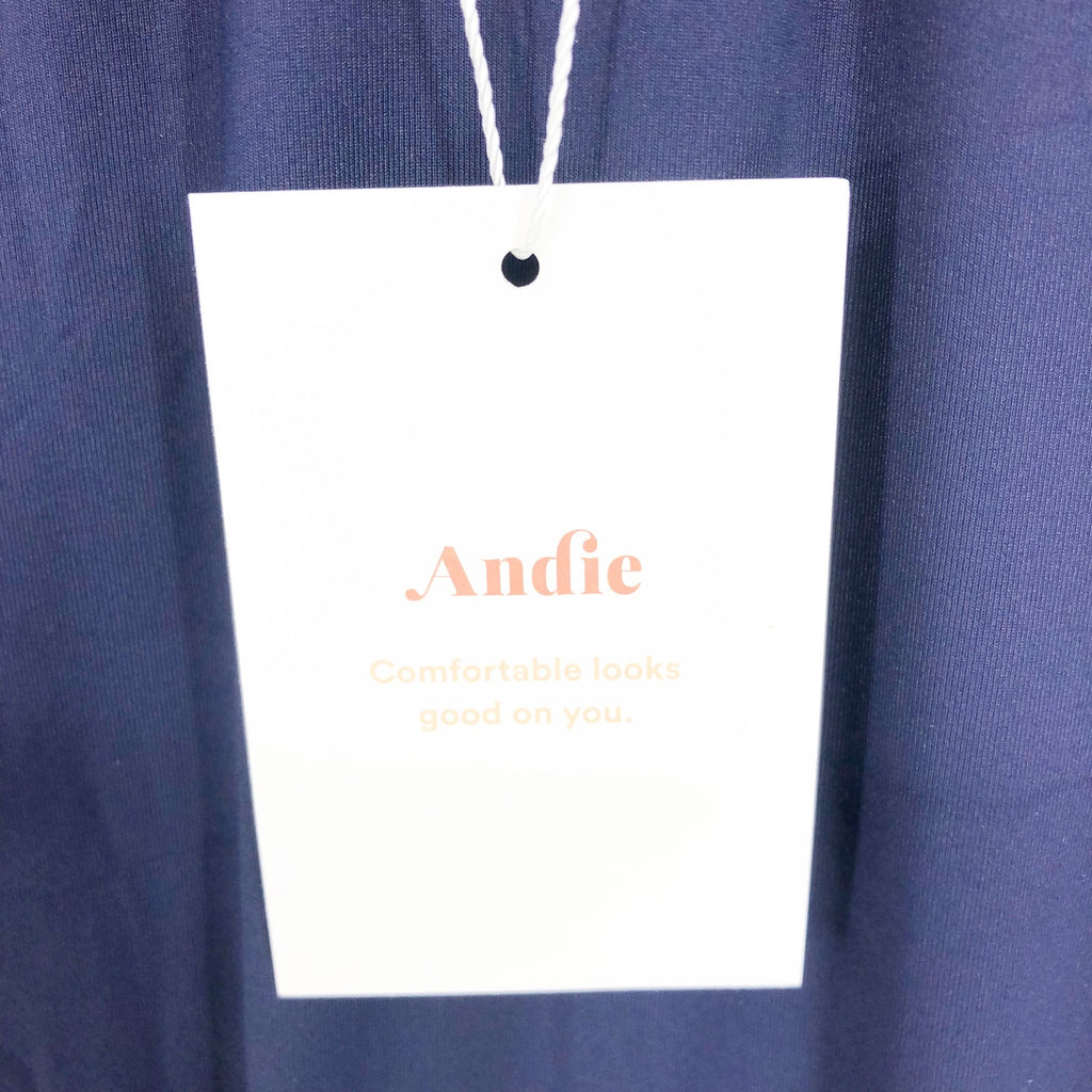 ANDIE SWIM Bali One Piece Swimsuit Small Tall 4-6 Navy Blue Deep Plunge Neck NWT