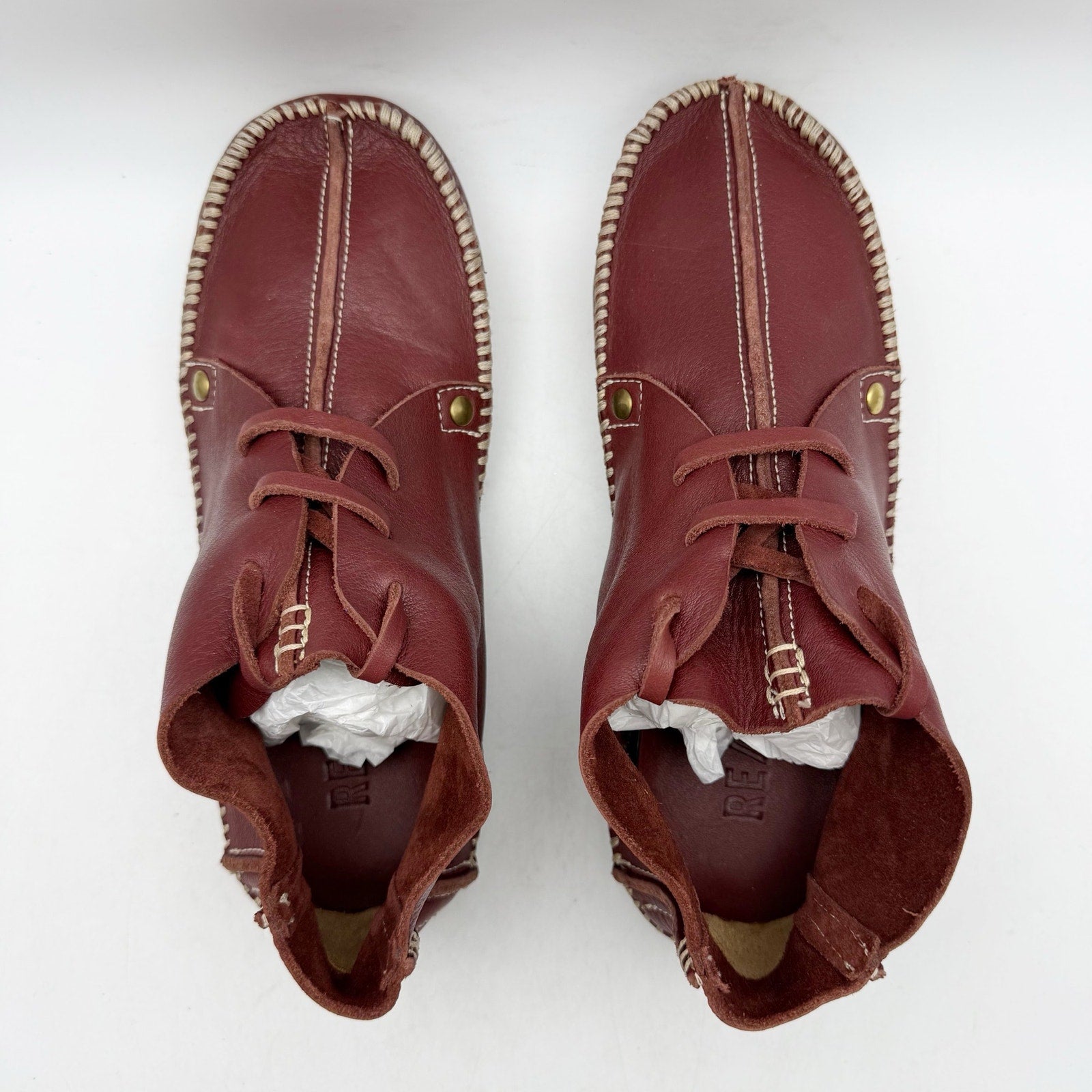 RE/DONE Womens Metal Oxford Shoes EU 37 US 7 Burgundy Leather NWOB