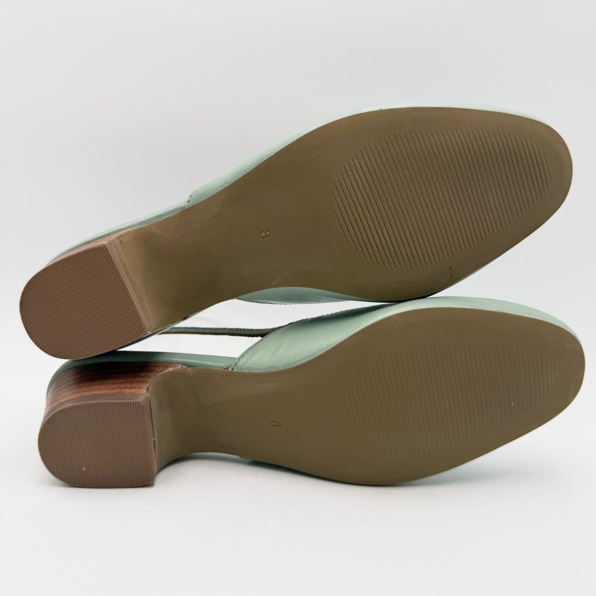 Coldwater Creek Womens Josie 2 Slingback Heels Size 8 WIDE Sea Green Leather NIB