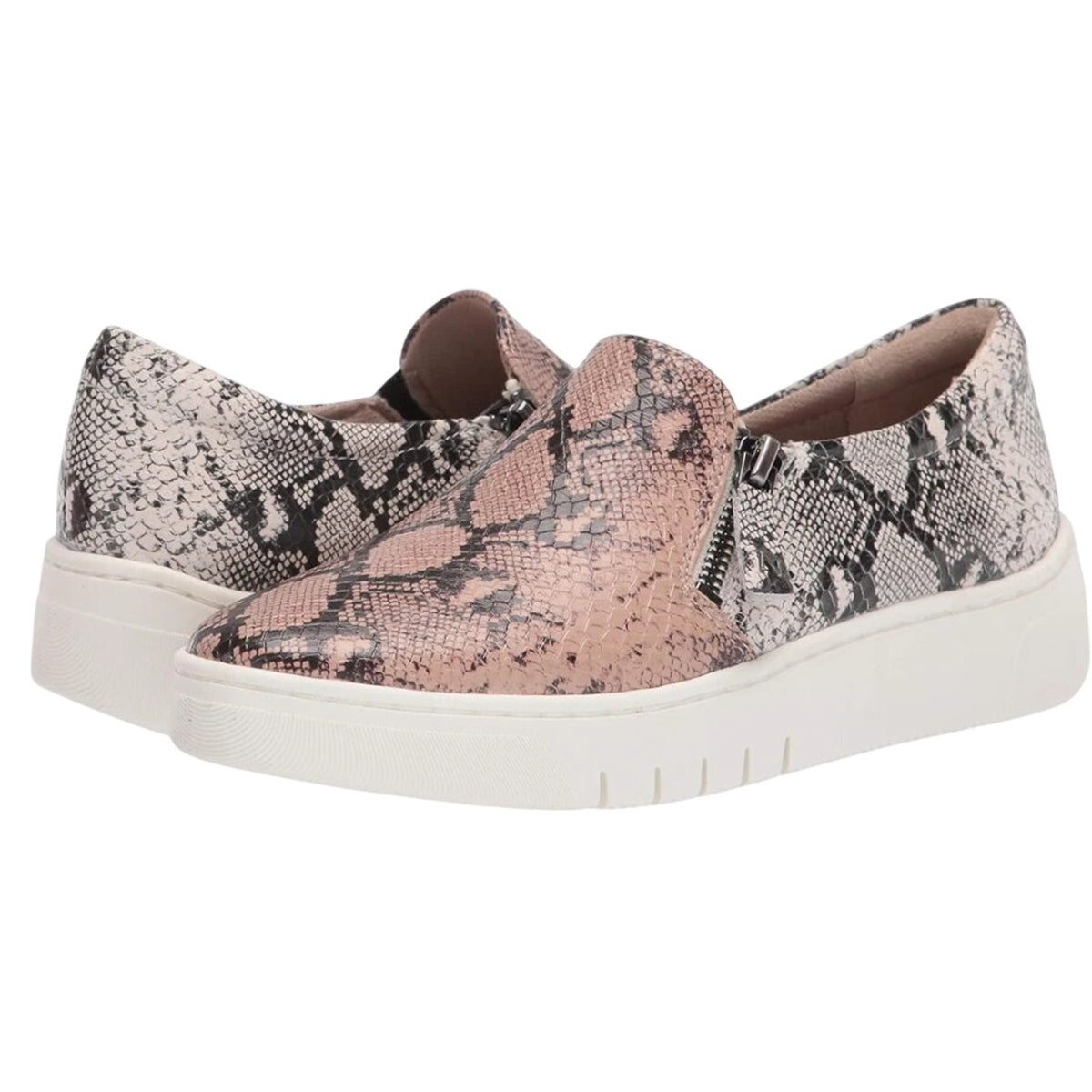 Naturalizer Womens Hawthorn Sneakers Size 7 Wide Tan Snake Leather Slip On NIB