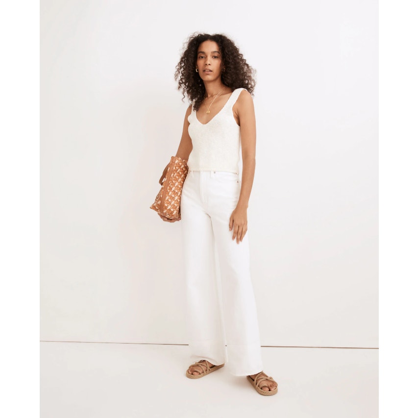 MADEWELL Womens Superwide-Leg Jeans Size 28 US 6 Tile White Rigid NU007 NWT