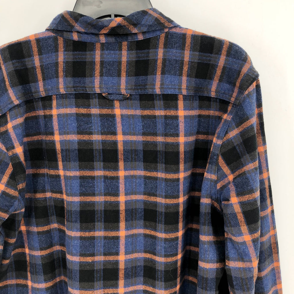 PRANA Women's Golden Canyon Flannel XL Rich Sapphire Blue Plaid Button Shirt NWT