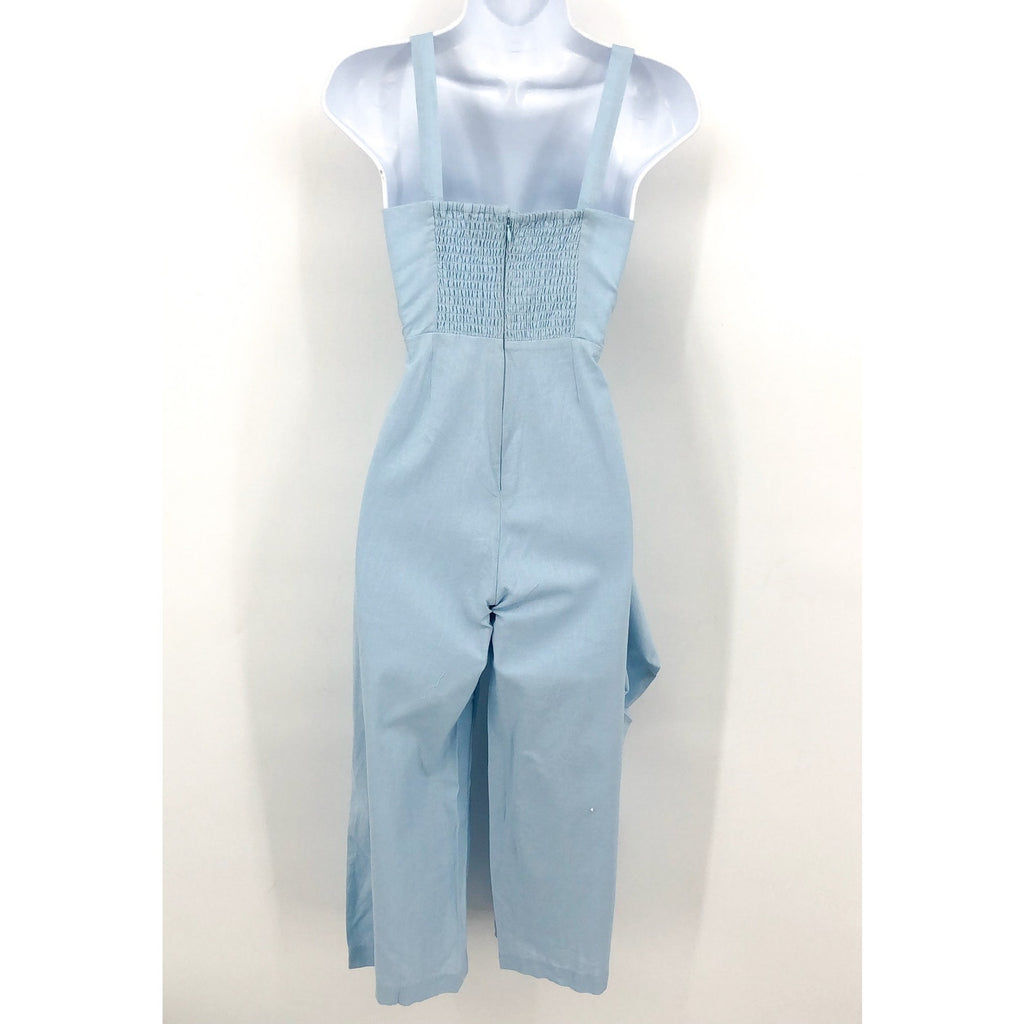 BARDOT JUNIOR Girls Nelly Ruffle Jumpsuit Size 6 Small Sky Blue Square Neck NWT