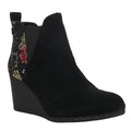 TOMS Womens Kelsey Graphic Wedge Booties US 9.5 EU 41 Black Floral Suede NWOB