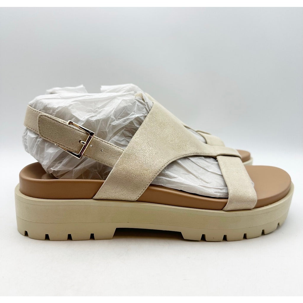 Vionic Womens Alondra Lug Sandals Size 8.5 Gold Metallic Leather Platform NIB