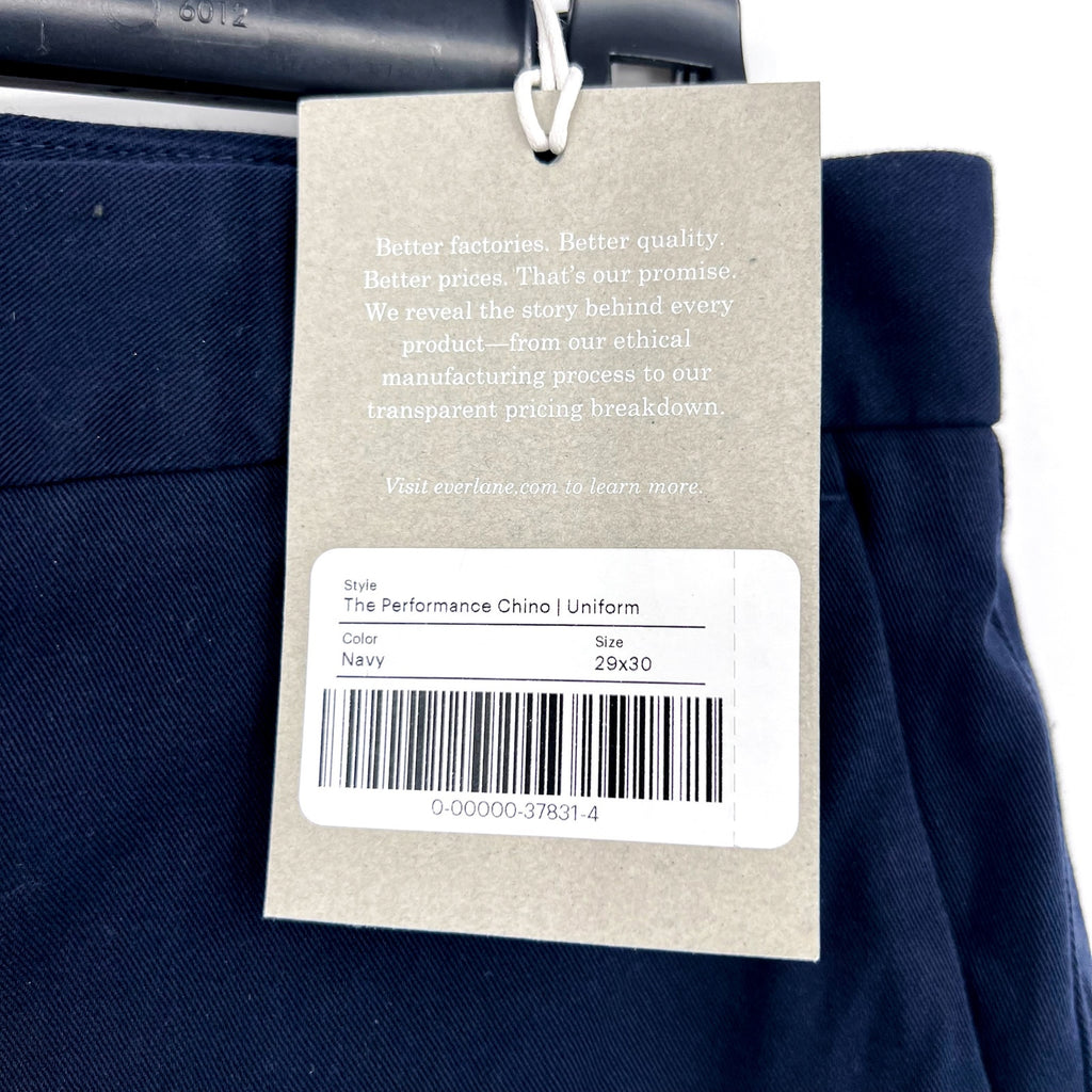EVERLANE Men's Uniform Performance Chino 29x30 Navy Blue Slim Fit Pants NWT