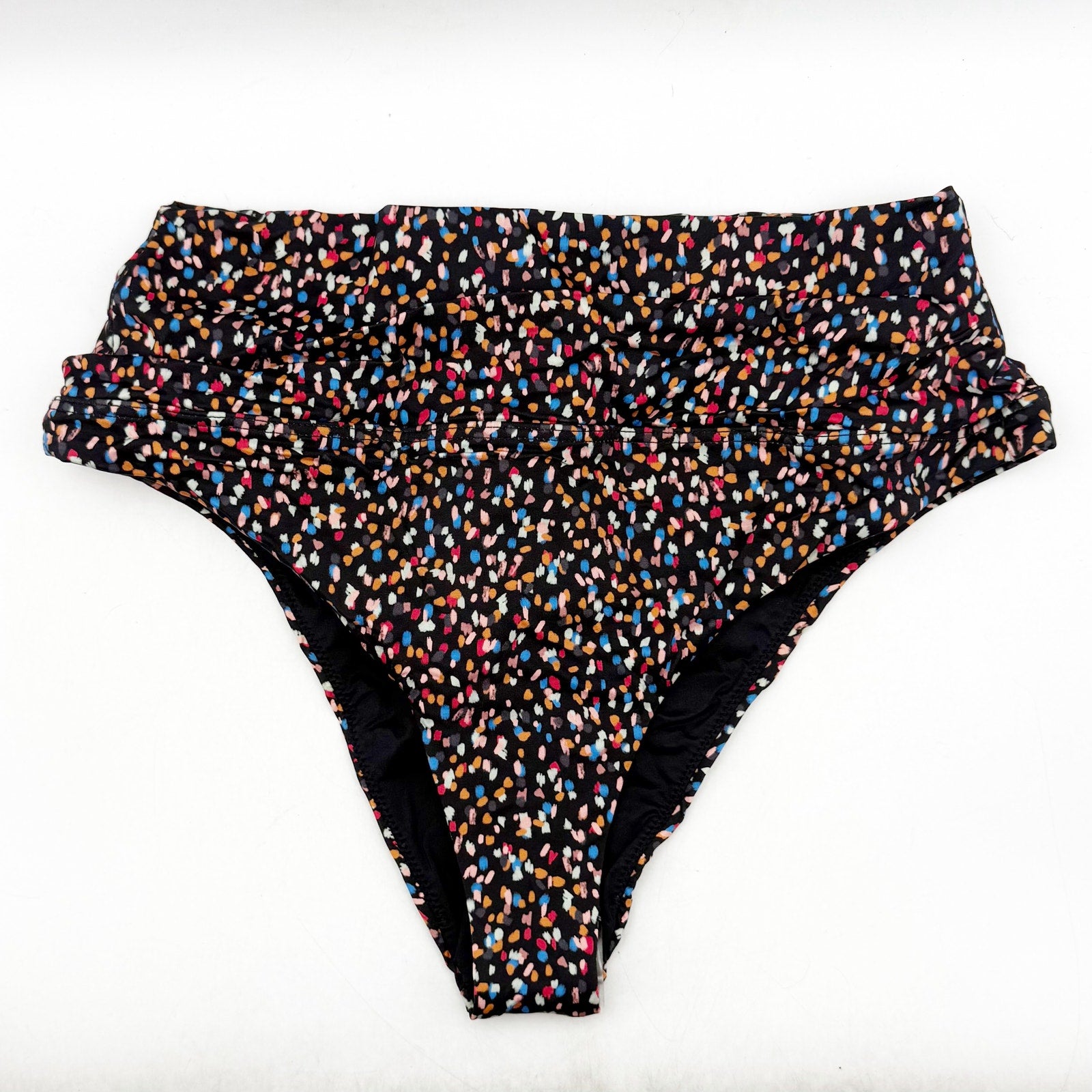 PRANA Women's Aurelia Bikini Bottom XS Black Alotta Dots High Waist NWT