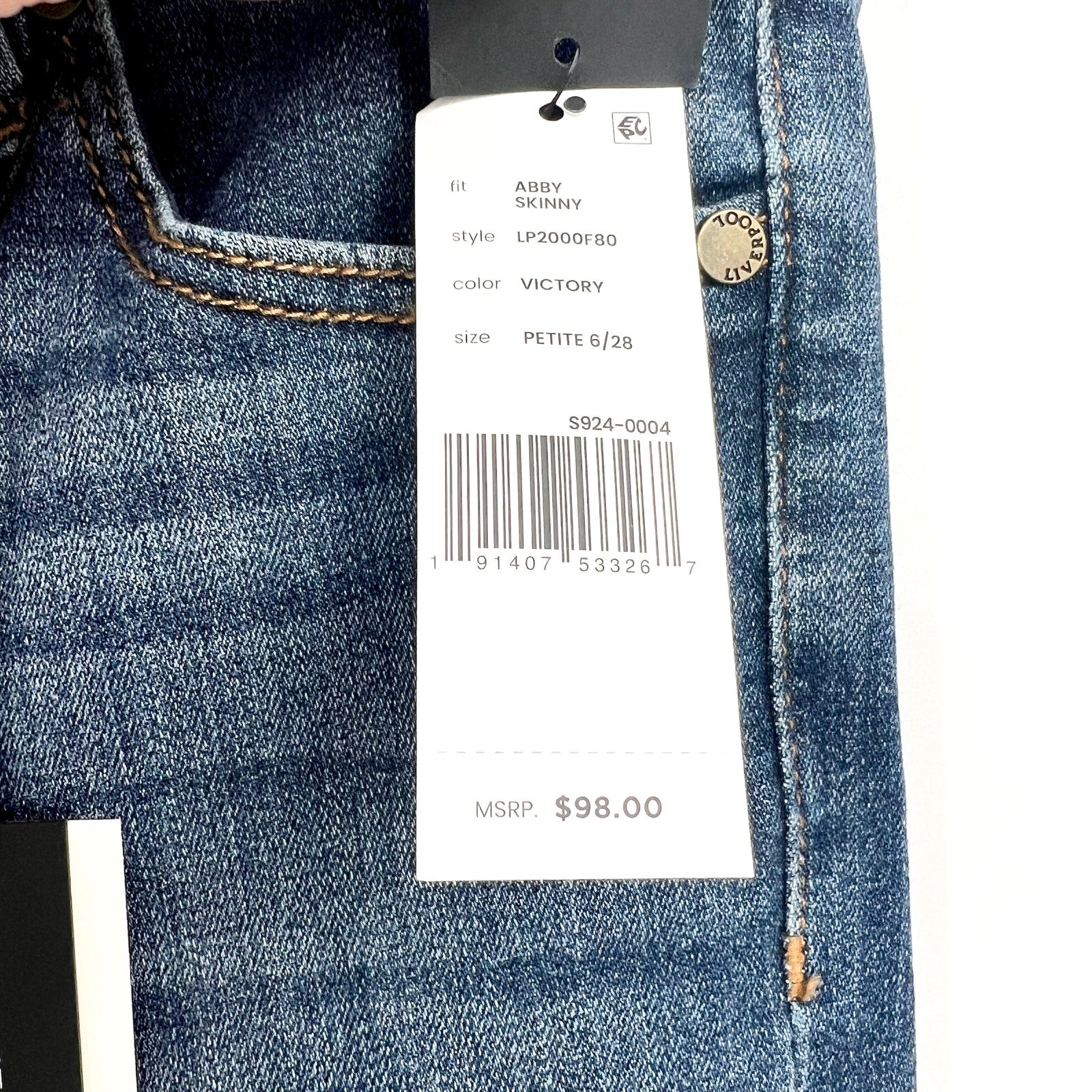 LIVERPOOL Women's Abby Skinny Jeans Size 6 - 28 Petite Medium Blue Stretch NWT