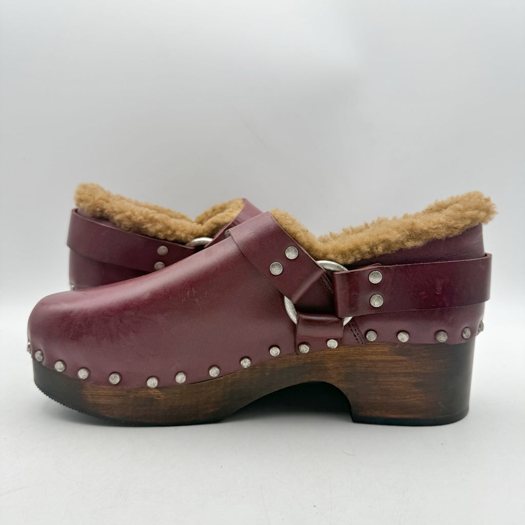 RE/DONE Womens 70s Slingback Clogs EU 40 US 10 Red Leather Studded NWOB