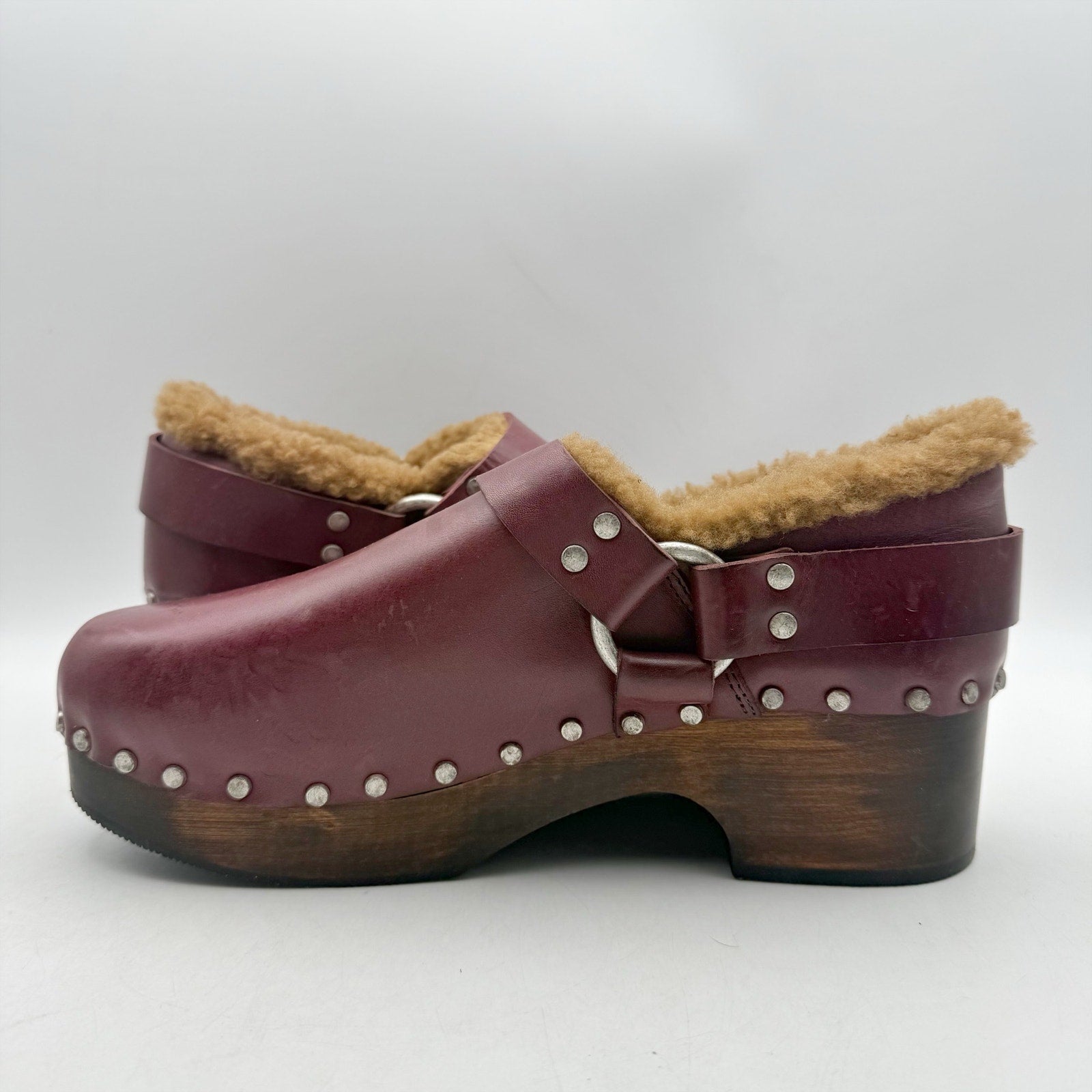 RE/DONE Womens 70s Slingback Clogs EU 40 US 10 Red Leather Studded NWOB