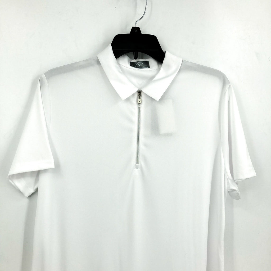 CALLAWAY Quarter Zip Short Sleeve Heather Golf Polo Shirt XL Brillant White NWT
