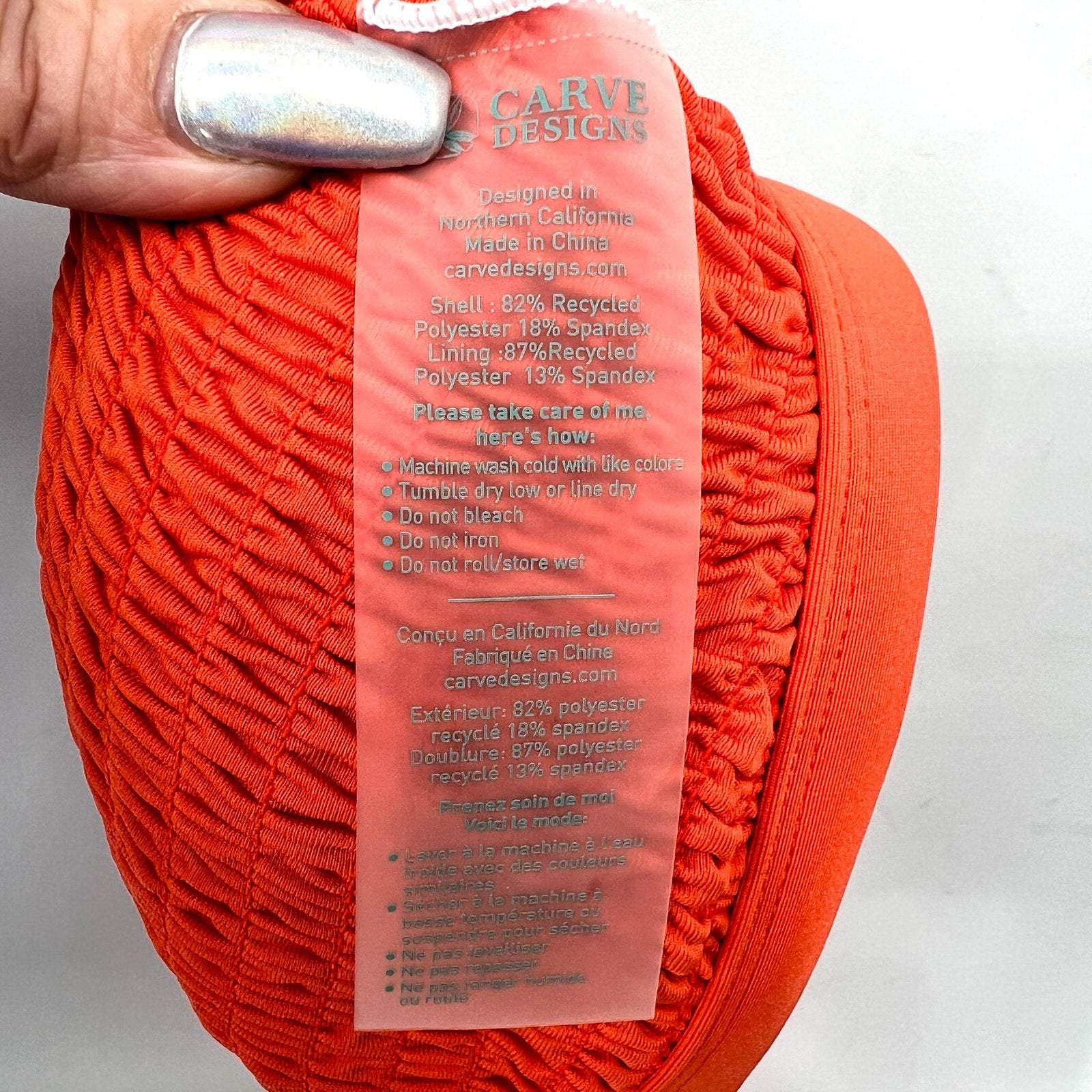 CARVE DESIGNS Womens Gigi Smocked Bikini Top Medium Orange Sunset Cross Back NWT