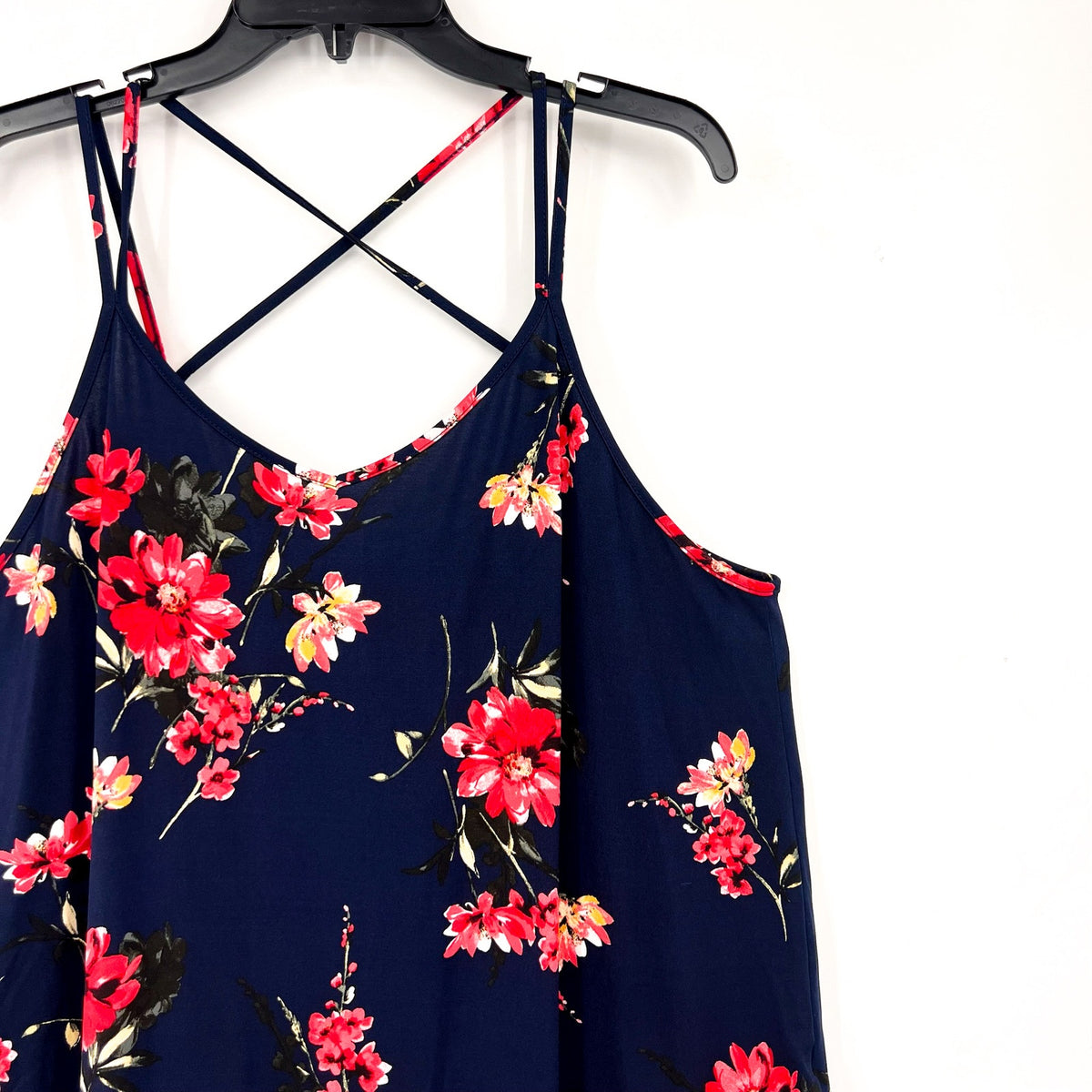 PAPERMOON Women's Basima Back Detail Knit Top 1X Navy Blue Floral Stitchfix NWT
