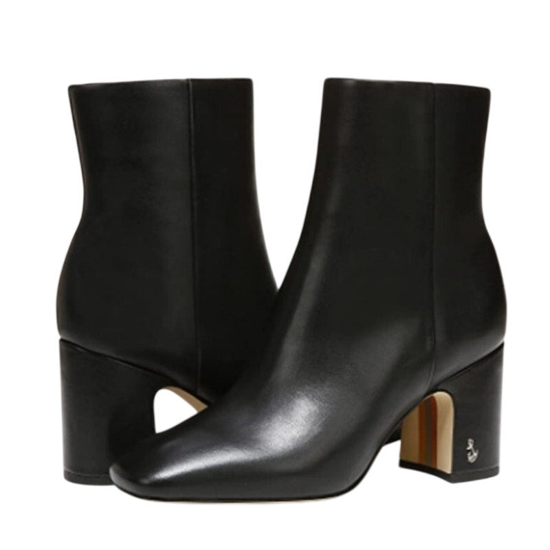Sam Edelman Womens Fawn Heel Boot US 9.5 M Black Leather NWOB