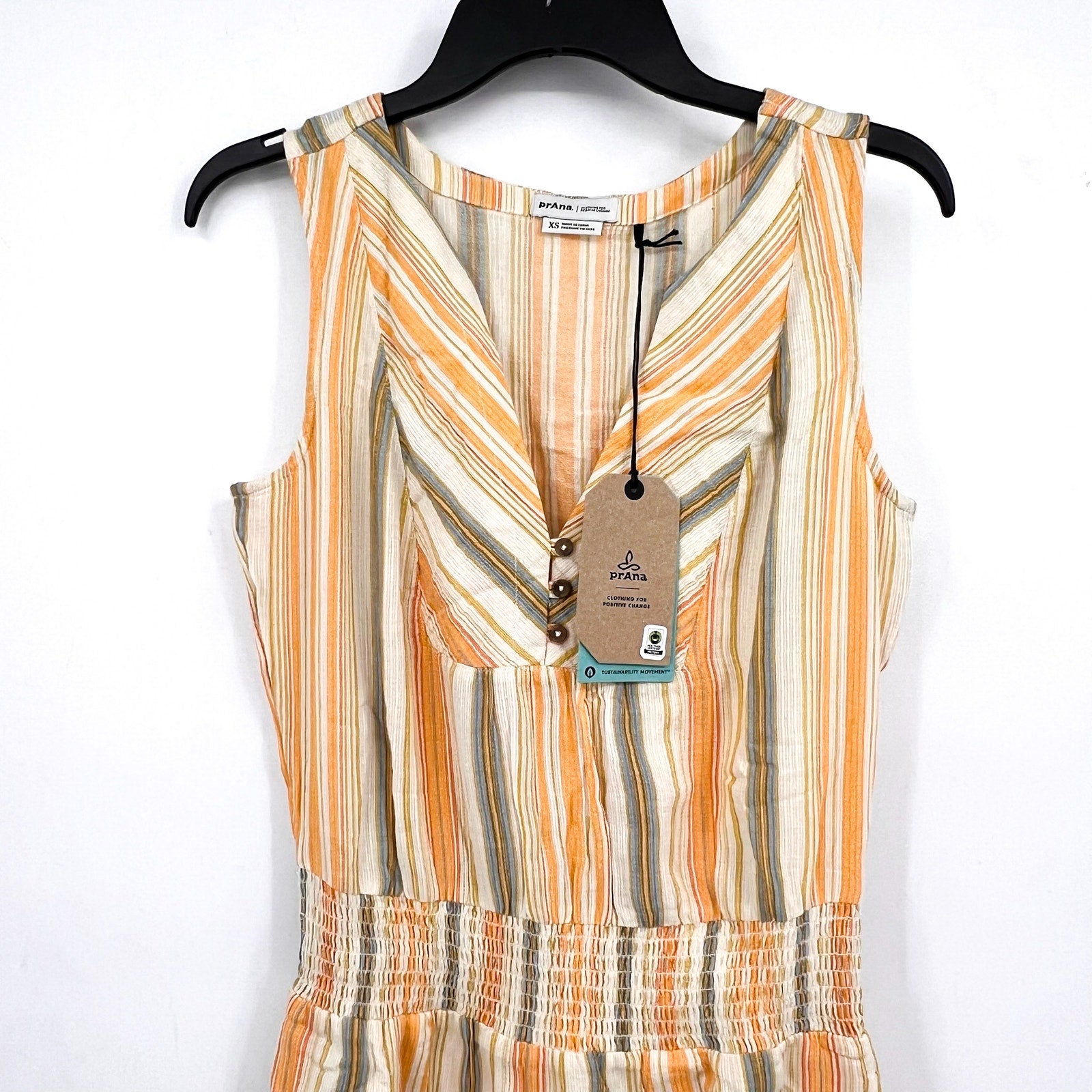 PRANA Women's California Dreaming Maxi Dress XS Golden Hour Stripe NWT