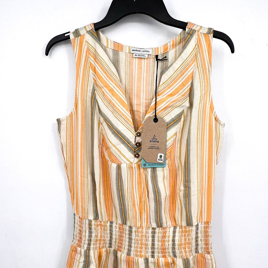 PRANA Women's California Dreaming Maxi Dress XS Golden Hour Stripe NWT