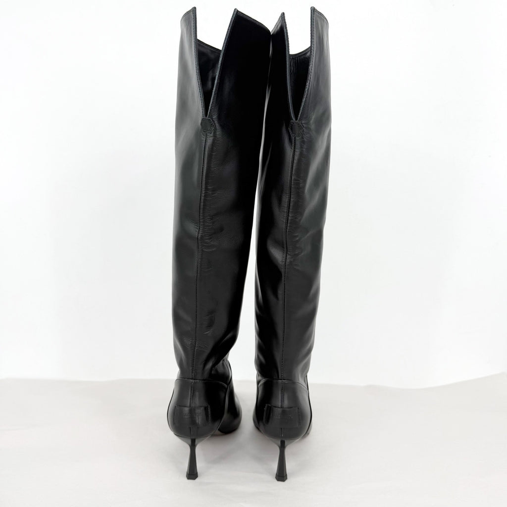 AllSaints Womens Odyssey Over-The-Knee Boots US 9 M Black Leather NWOB