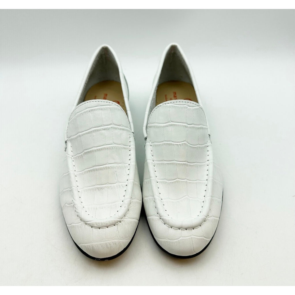 Marc Joseph New York Womens Madison Ave Loafers Size 5 M White Croco Leather NIB