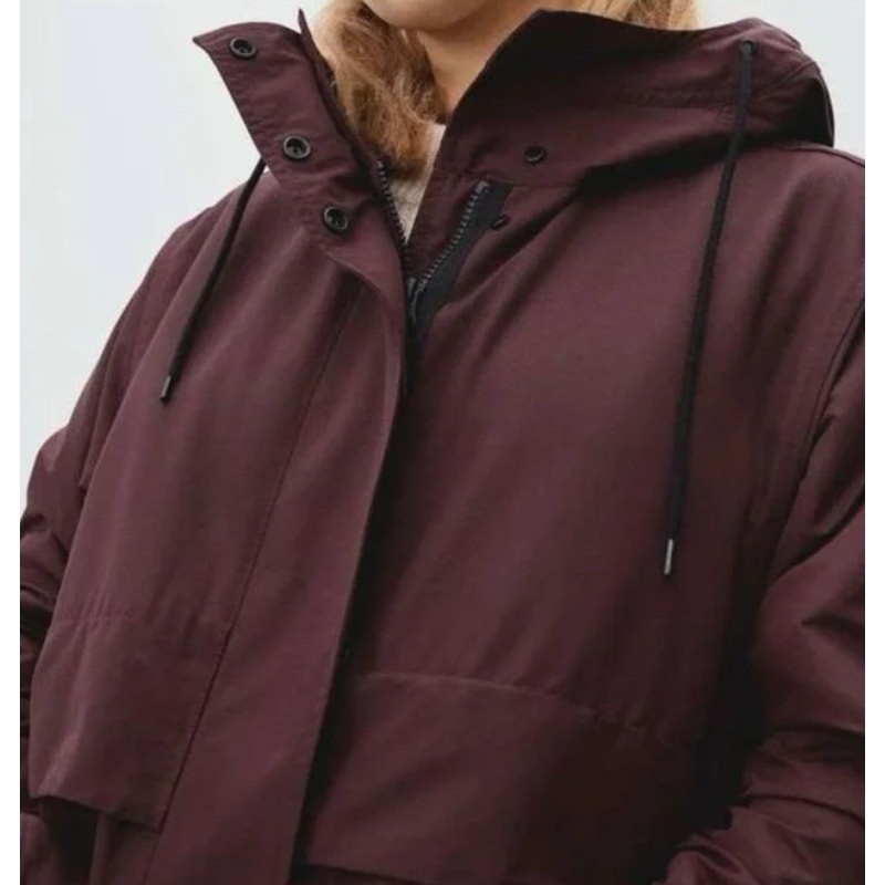 EVERLANE Womens The ReNew Anorak Rain Coat XXS Maroon Red Water-Repellent NWT