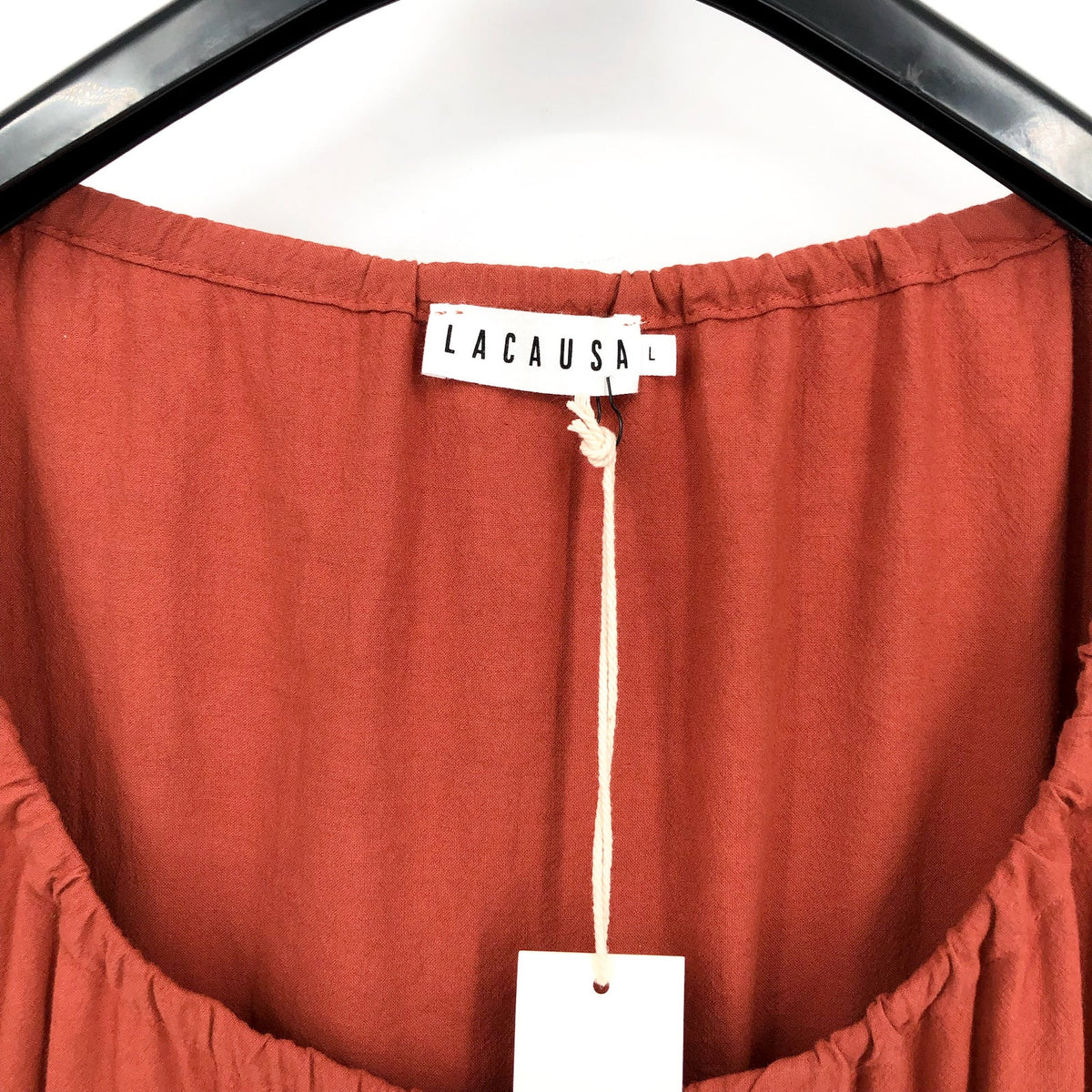 LACAUSA Women's Tate Tiered Midi Dress Large Rustic Orange Long Sleeve NWT