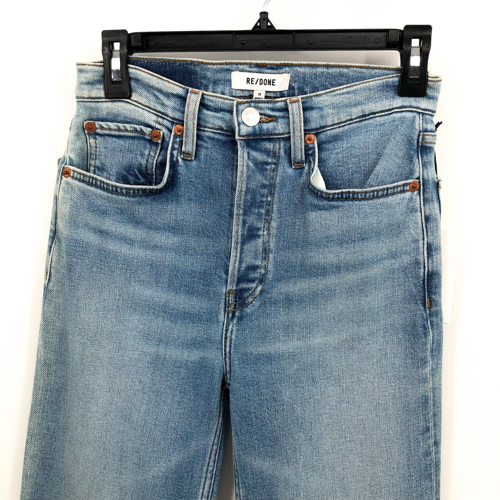 RE/DONE Womens Originals 70s Stovepipe Jeans 26x27 US 4 Rodeo Indigo Blue NWT