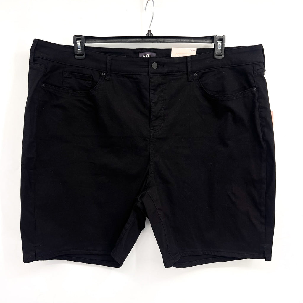 NYDJ Women's Ella Denim Shorts 28W Side Slits Black Stretch NWT