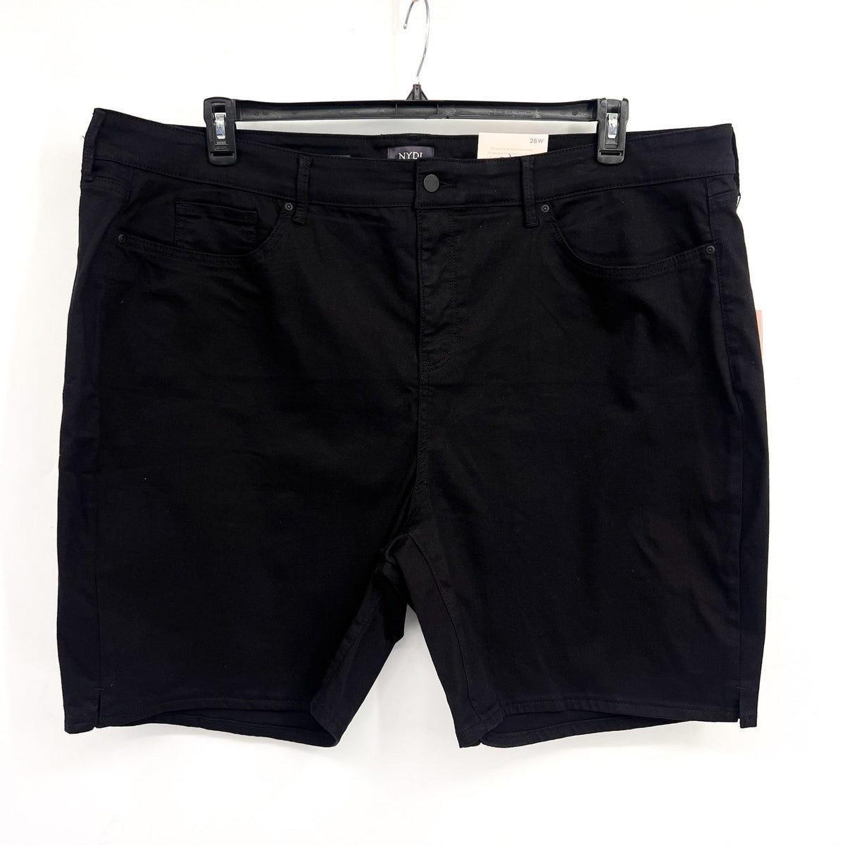 NYDJ Women's Ella Denim Shorts 28W Side Slits Black Stretch NWT