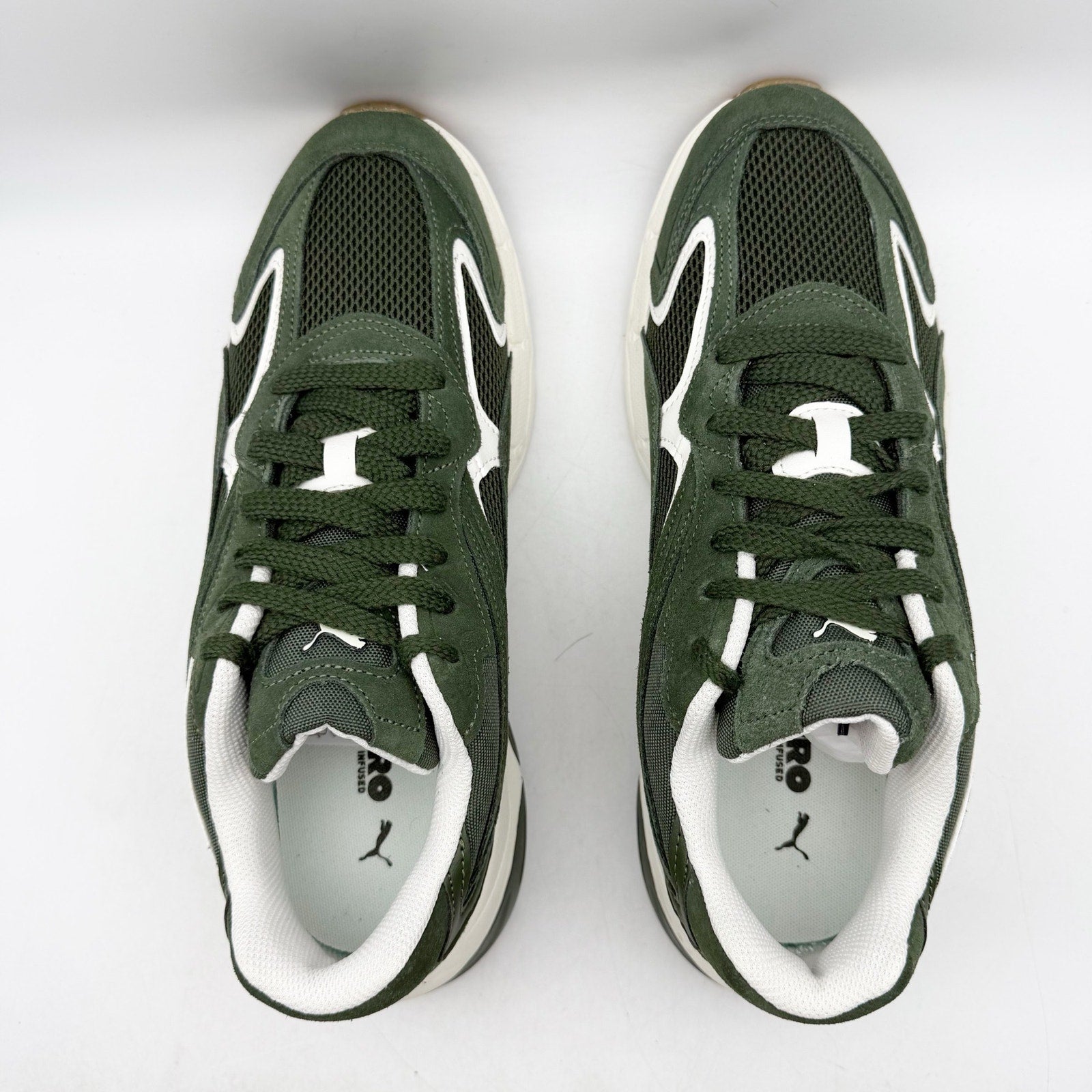 PUMA Mens Teveris Nitro Athletic Shoes US 12 EU 46 Green White Suede Sneaker NIB