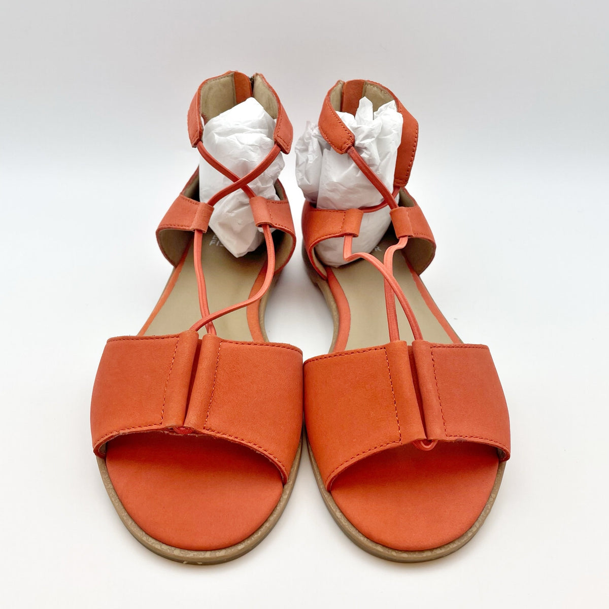 Eileen Fisher Womens Rose Sandals Size 6.5 Orange Leather Flats NIB