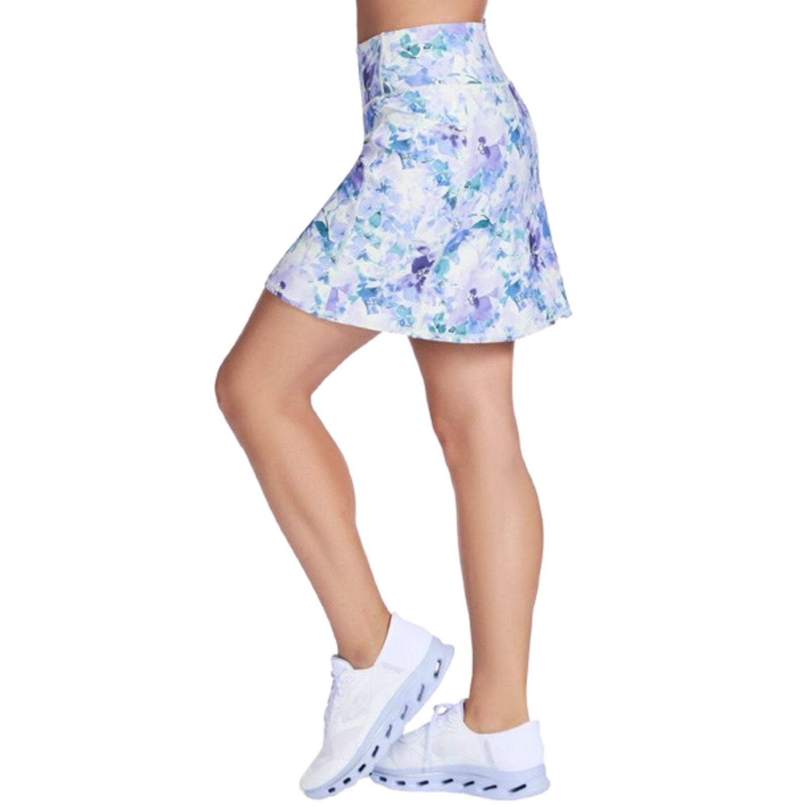SKECHERS Go Walk High Waisted Pickleball Skort Small Blue Seascape Floral NWT