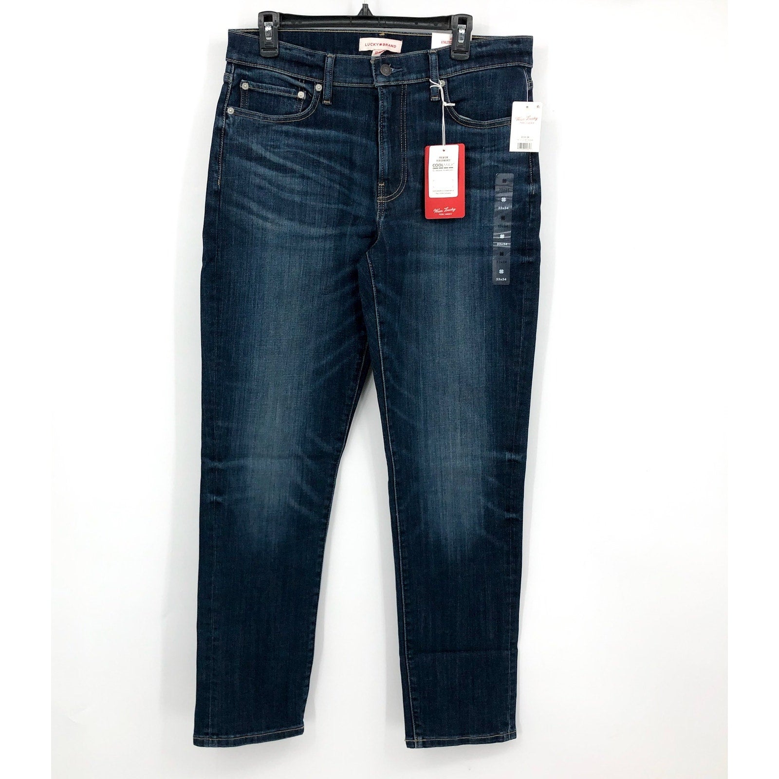 LUCKY BRAND Men's 410 Athletic Straight Jeans 33x34 Blue Royce Stretch NWT