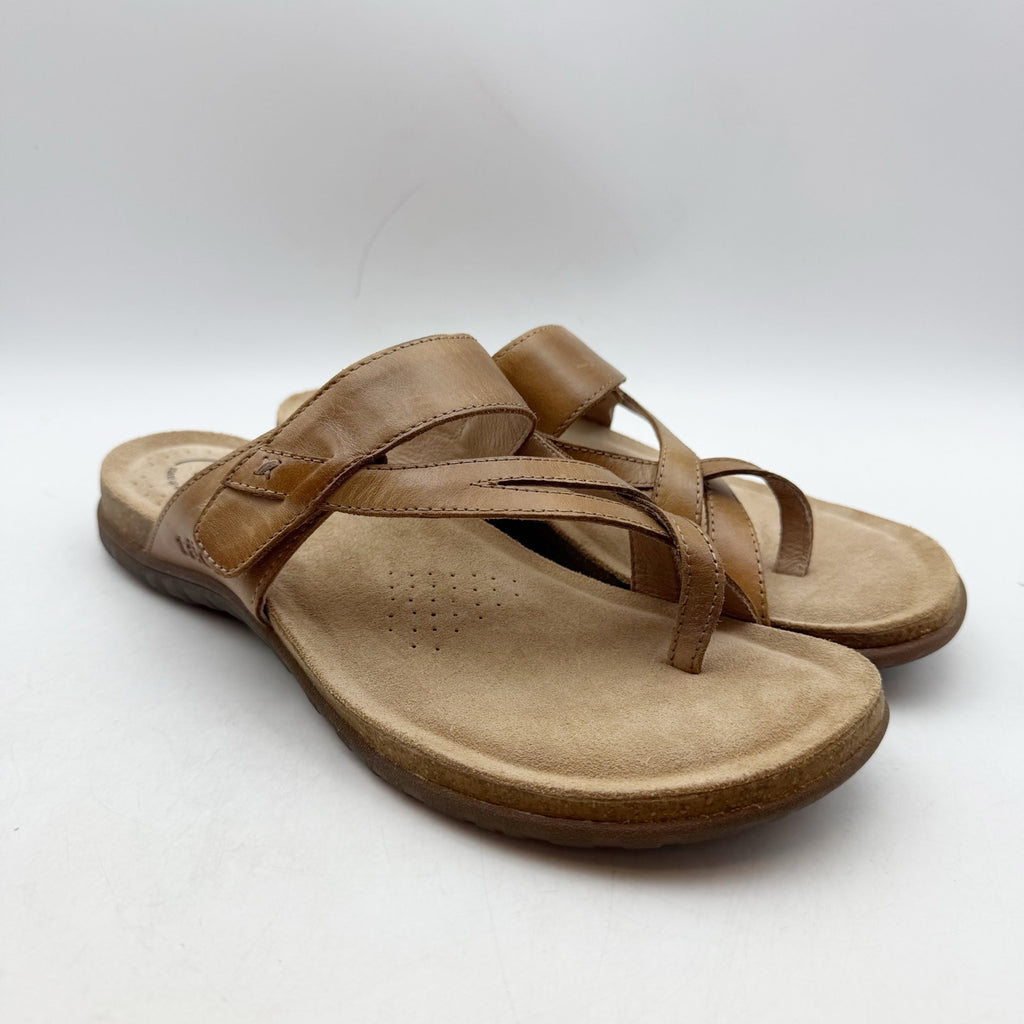 Taos Womens Perfect Toe Loop Sandals Size 10 M Tan Leather NIB