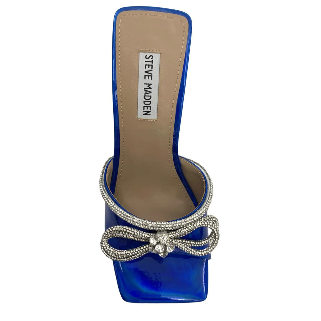 STEVE MADDEN Women's Embellish Heeled Sandals Size 10M Blue Square Toe NWOB