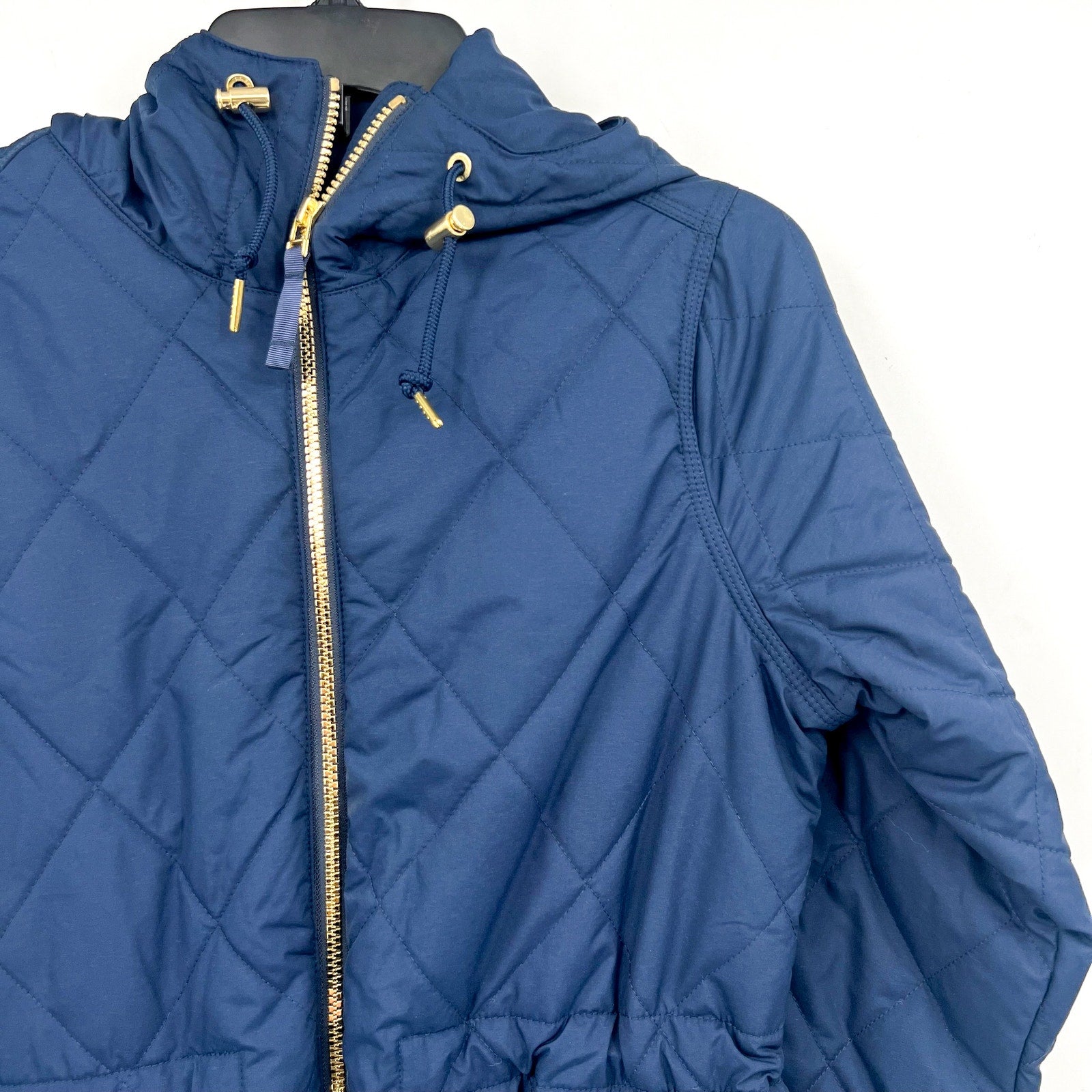 L.L BEAN Womens Bean's Cozy Quilted Coat Medium Petite Blue Mid-Length NWOT