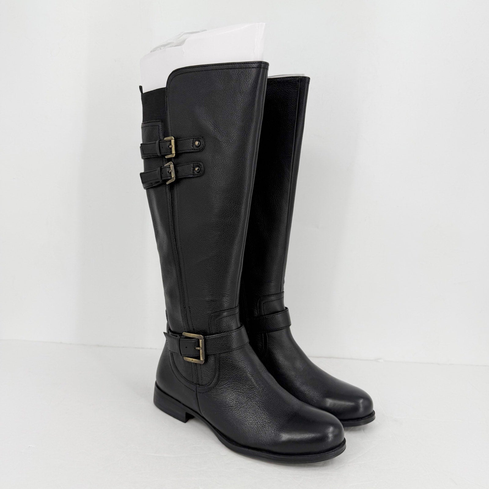 Naturalizer Womens Jessie Knee High Boots Size 8.5 WIDE Black Leather NWOB