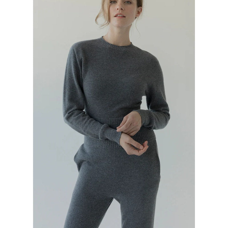 ACTIVE CASHMERE Women's Fitted Cashmere Sweater XS Charcoal Gray Crewneck NWT